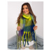 Navy blue and khaki women's fringed scarf