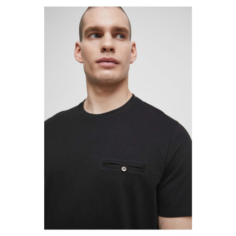 Bavlnené tričko Medicine čierna farba, jednofarebné