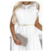 GRETA - Biele dámske šaty s čipkou a zlatým opaskom 454-1