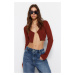 Trendyol Brown Crop Knitwear Cardigan