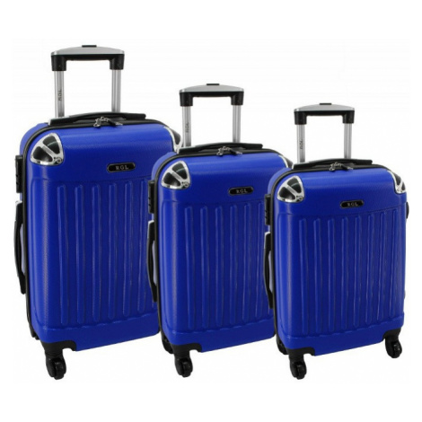 Modrá 3-dielna sada plastových kufrov "Premium" - M, L, XL