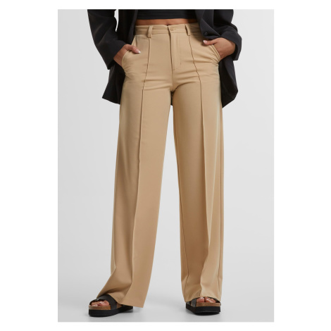 Women's wide pleated trousers - unionbeige