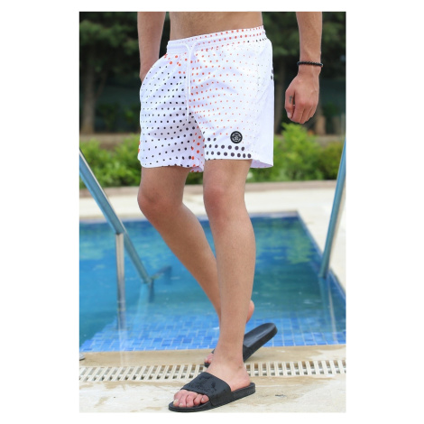 Madmext Dot Patterned White Swimming Shorts 2950