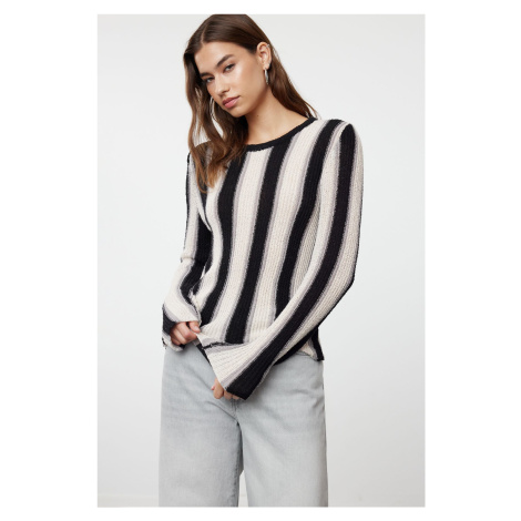 Trendyol Black Cotton Color Blocked Fine Knitwear Sweater