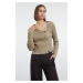 Trendyol Beige Premium Yarn/Special Yarn Knitwear Cardigan