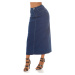 Sexy Highwaist Maxi Denim Skirt with Slit denimblue 44