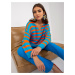 Blue-orange oversize sweater with V-OCH BELLA neckline