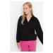 Trendyol Black Regular/Normal Fit Basic Polo Neck Regular Thin Knitted Sweatshirt