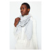 Trendyol White Women's Soft-textured Scarf with Tassels