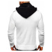 Biely hrubý pánsky sveter/bunda so zapínaním na zips s kapucňou Bolf 2047