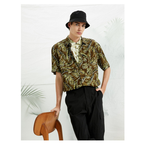 Koton Leaf Patterned Short Sleeve Shirt