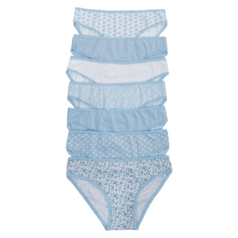 Blue and white women's panties with lace 7-pack