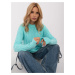 Mint long women's sweater with round neckline