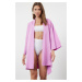 Trendyol Pink Belted Mini Woven 100% Cotton Kimono&Kaftan