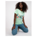 Light green women's T-shirt with summer print