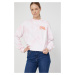 Bavlnené tričko s dlhým rukávom Dr. Denim dámske, ružová farba