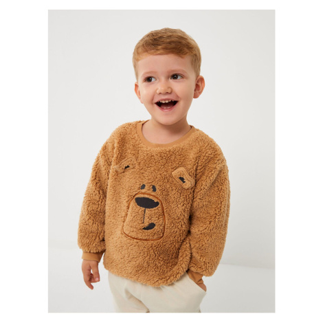 LC Waikiki Lcwk Crew Neck Long Sleeve Embroidered Detailed Plush Baby Boy Sweatshirt