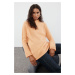 Trendyol Orange Soft Textured Stand Collar Seamless Knitwear Sweater