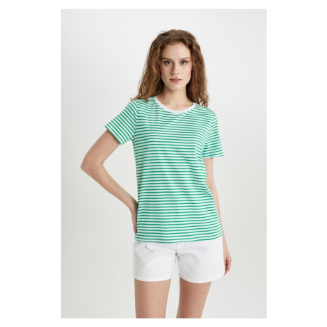 DEFACTO Regular Fit Striped Crew Neck Basic Short Sleeve T-Shirt