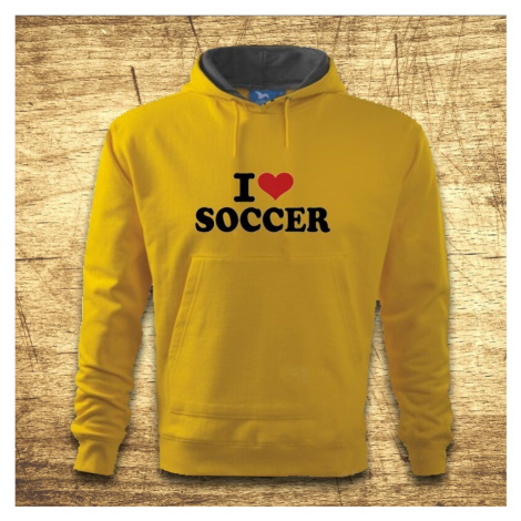 Mikina s kapucňou s motívom I love soccer