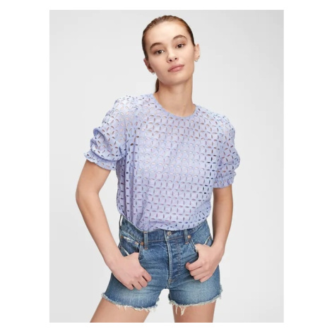 GAP Top eyelet puff sleeve Modrá