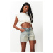 Trendyol Blue Wash Effect Denim Shorts & Bermuda