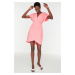 Trendyol Pink Double Breasted Neck Woven Dress