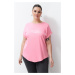 Trendyol Curve Pink Printed Oval Cut Boyfrind Knitted T-shirt