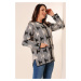 By Saygı Front Buttoned Pocket Patterned Plus Size Cardigan