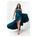 Lafaba Women's Oil One-Shoulder Plus Size Satin Evening & Prom Dress