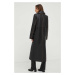 Kožený kabát Remain dámsky, čierna farba, prechodný