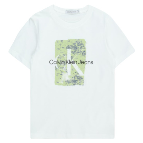 Calvin Klein Jeans Tričko 'SECOND SKIN'  svetlozelená / čierna / biela