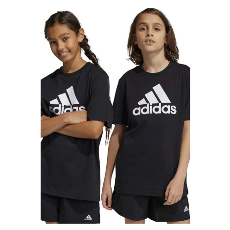 Detské bavlnené tričko adidas U BL čierna farba, s potlačou
