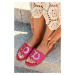 Women's flat slippers with sequins S.Barski Fuchsia