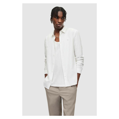 Bavlnená košeľa AllSaints biela farba