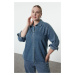 Trendyol Curve Light Blue Stoned Plus Size Denim Shirt