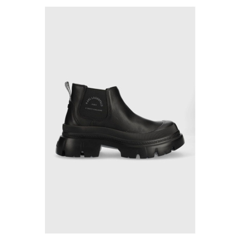 Topánky chelsea Karl Lagerfeld TREKKA MAX dámske, čierna farba, na platforme,