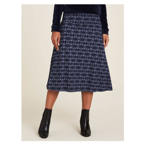 Dark Blue Patterned Midi Skirt Tranquillo - Women