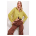 Trend Alaçatı Stili Women's Mustard Oversize Linen Shirt