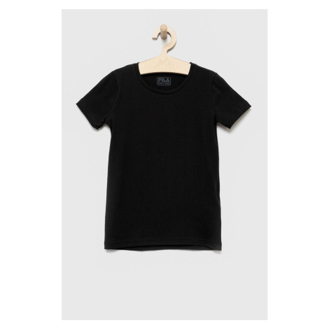 Detské tričko Fila čierna farba, jednofarebný