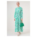 Bigdart 2144 vzorované hidžábové šaty s veľkým golierom - zelené
