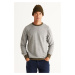 ALTINYILDIZ CLASSICS Men's Grey-Khaki Anti-Pilling Standard Fit Regular Fit Crew Neck Knitwear S