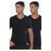 DOUBLE SET T8568 DEWBERRY V-NECK MEN'S T-SHIRT-BLACK-BLACK