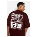 Trendyol Brown Oversize 100% Cotton Far Eastern Printed T-Shirt