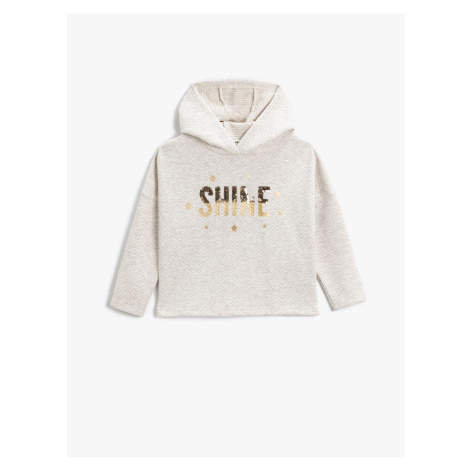 Koton Hooded Sweatshirt Sequin Sequin Embroidered Glitter