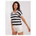 Women's black and white striped blouse with a teddy bear