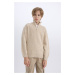 DEFACTO Boy's Zipper Stand Collar Knitwear Sweater