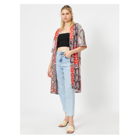 Koton Women's Red Patterned Kimono