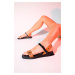 LuviShoes MOZES Black-Tab Genuine Leather Women Sandals