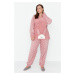 Trendyol Curve Powder Heart Polar Fleece Knitted Pajama Set